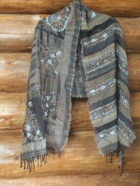 Aziza by Biz Wool Embroidered Boho Wrap One Size